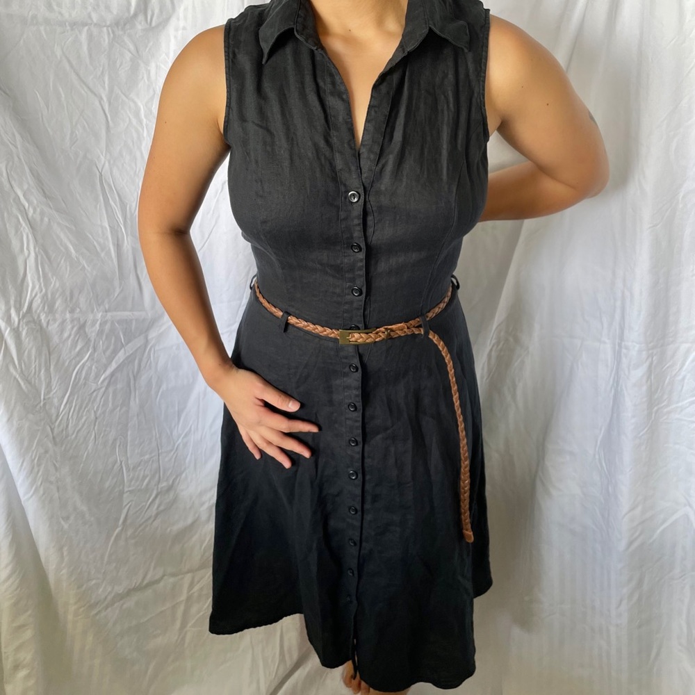 H&M Black Belted Midi Dress